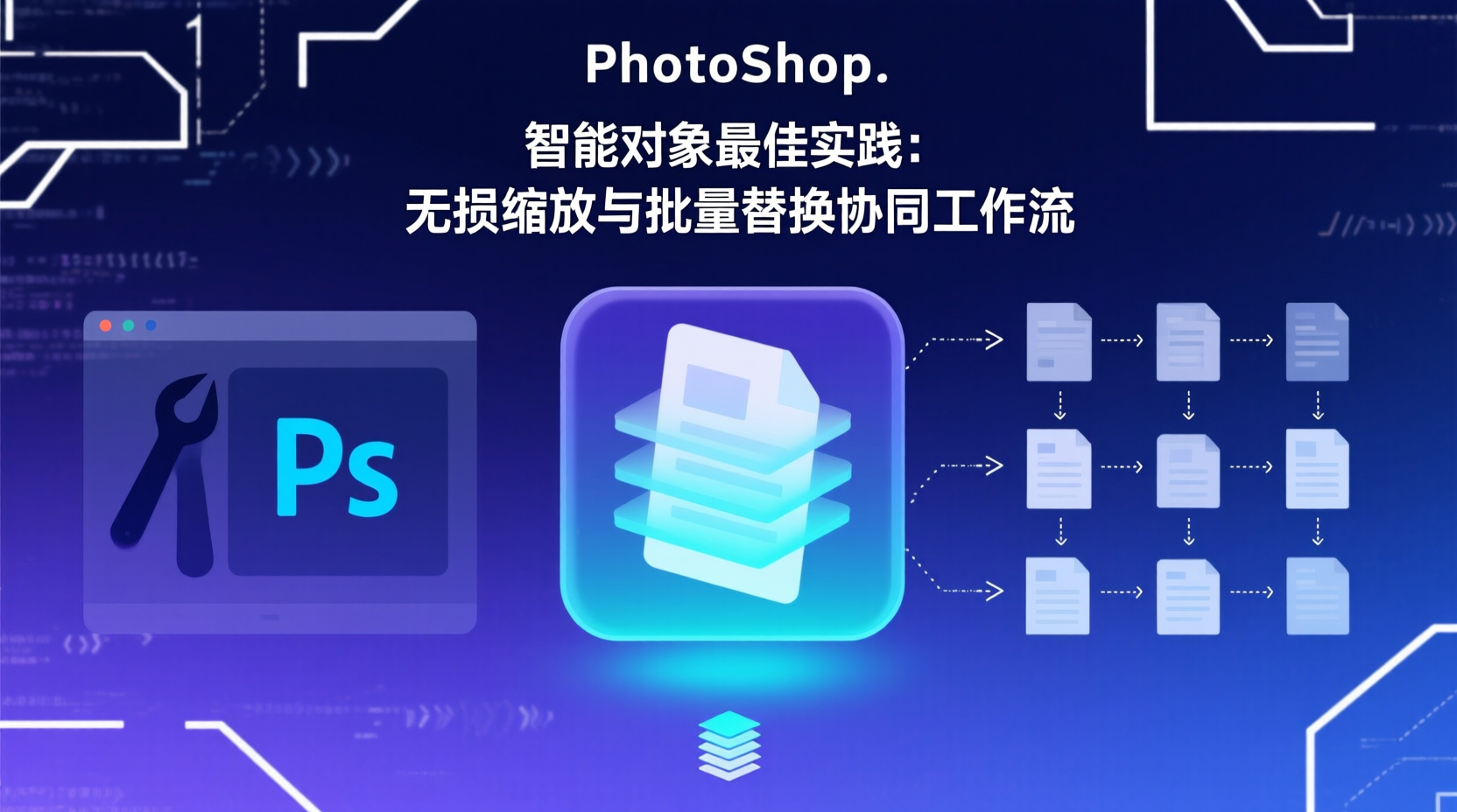 Photoshop智能对象无损缩放, 智能对象批量替换教程, 如何无损放大Photoshop图像, PS智能对象保持分辨率, Photoshop无损缩放方法, 批量替换图片内容技巧, 智能对象 vs 栅格图像, Photoshop工作流优化
